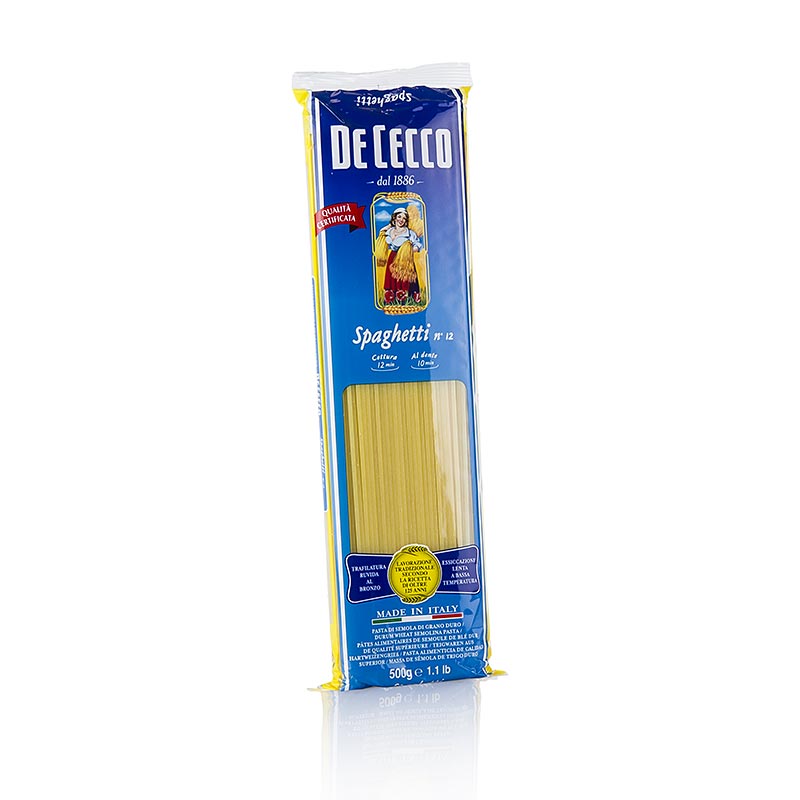 De Cecco Spaghetti no12, 500 g, de délicieuses pâtes italiennes de haute qualité