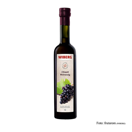 Vinaigre de vin de Chianti Wiberg 7% d'acidité, bouteille de 500 ml, parfait pour affiner les salades et les plats.