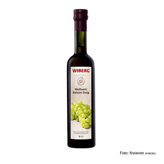 Vinaigre balsamique de vin blanc Wiberg avec 6% d'acidité, parfait pour les vinaigrettes et les marinades, en bouteille de 500ml.