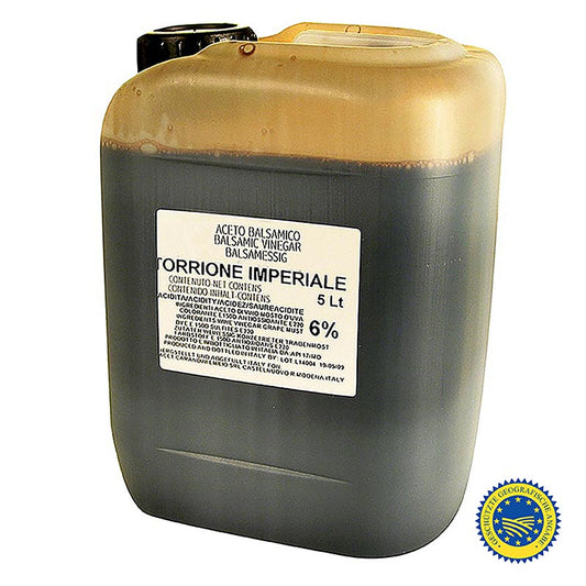 Carandini Aceto Balsamico di Modena IGP, 2 ans, Riserva Speciale (Imperiale), 5 litres - Une bouteille de 5 litres de la Riserva Speciale Aceto Balsamico di Modena IGP, vieillie pendant 2 ans.