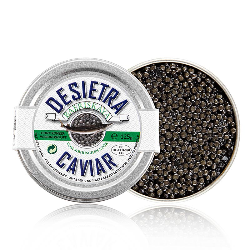 Caviar Desietra Baeriskaya (baerii) issu de l'aquaculture durable, 125 g, sans conservateur