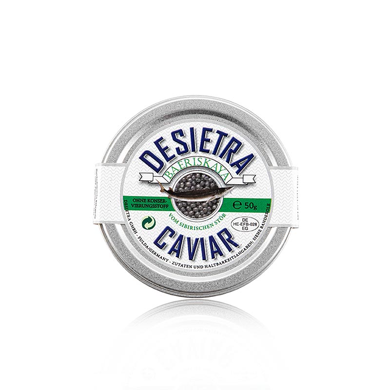 Caviar frais d'aquaculture Desietra Baeriskaya (baerii) de 50g, sans conservateur