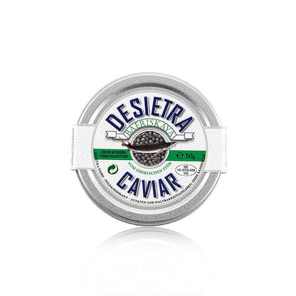 Caviar frais d'aquaculture Desietra Baeriskaya (baerii) de 50g, sans conservateur