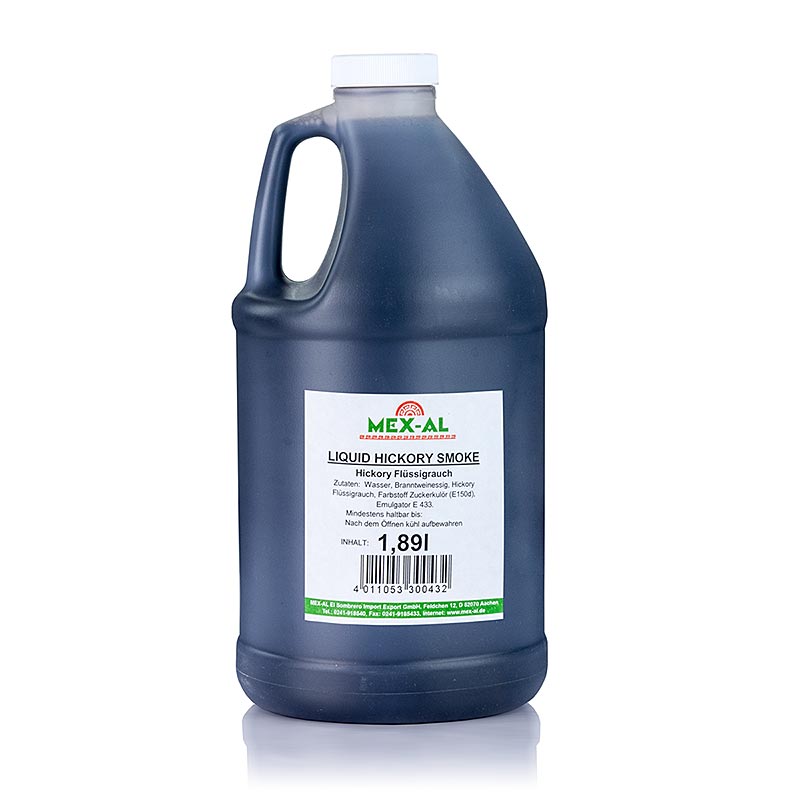Fumée liquide au goût de caryer en bouteille de 1,89 litre, parfaite pour ajouter une délicieuse saveur fumée aux plats préparés au barbecue.