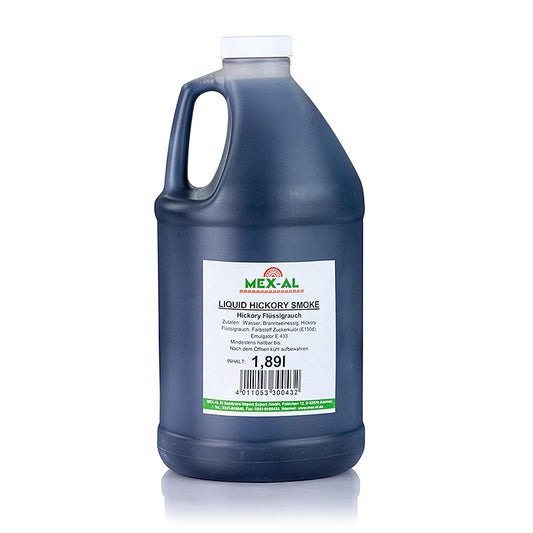 Fumée liquide au goût de caryer en bouteille de 1,89 litre, parfaite pour ajouter une délicieuse saveur fumée aux plats préparés au barbecue.