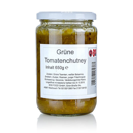 Chutney de tomates vertes au vinaigre balsamique blanc, un délicieux condiment 650 g