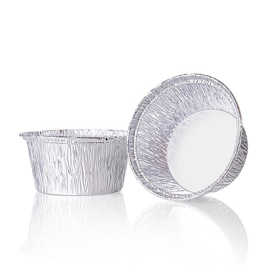 Plateaux à emporter jetables en aluminium, ø 80mm, 34mm de haut (Alcan 46100/535336), 100 pcs - idéal pour l'emballage et le transport des aliments
