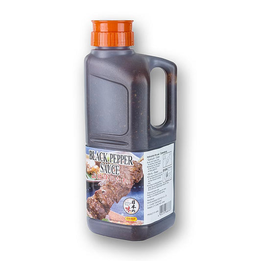 Alt text : Sanzoku - Sauce au poivre noir, bouteille de 1658 litres dip/marinade, parfaite pour assaisonner et mariner les viandes et les légumes
