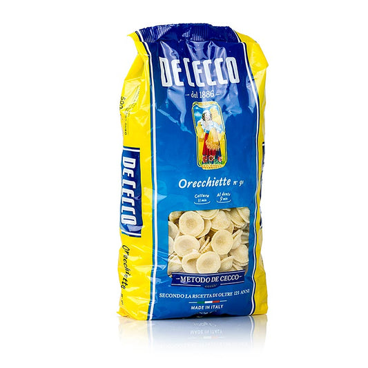 De Cecco Orecchiette, No91, 500 g, pâtes italiennes authentiques avec des coquilles en forme d'oreille