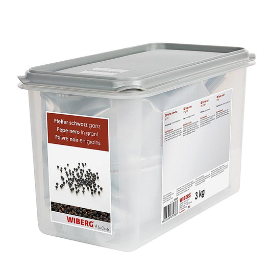 Poivre noir Wiberg, entier, 3 kg - grande quantité de grains de poivre noir emballés