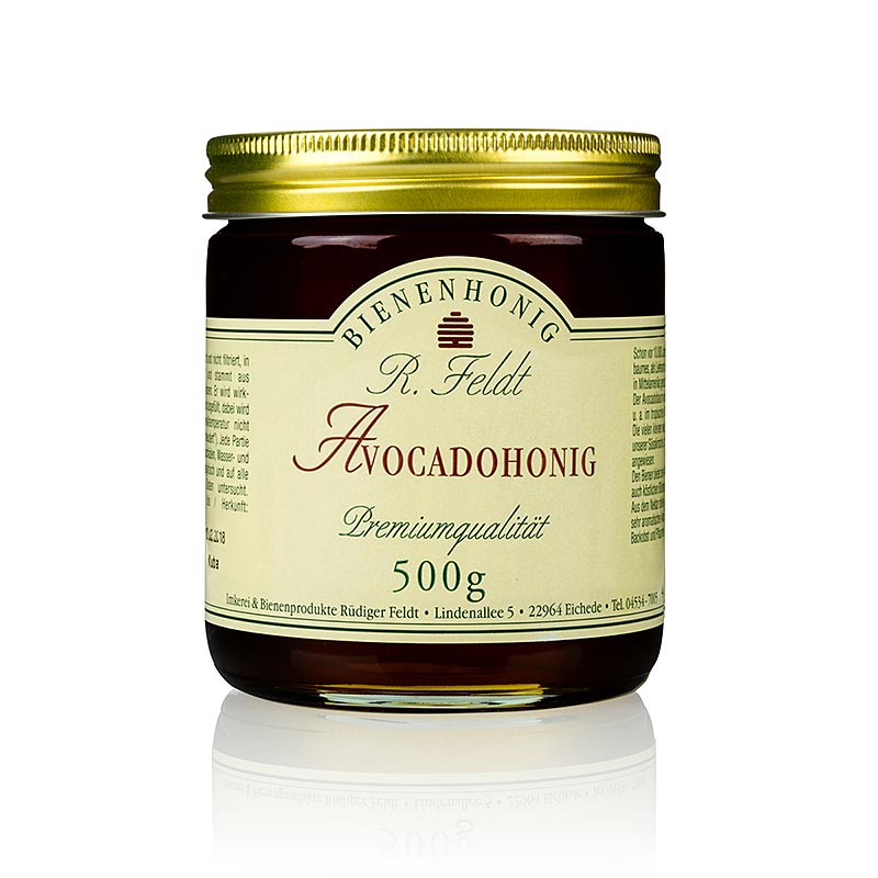 Miel d'avocat du Mexique, foncé et coulant avec un léger goût de prune, 500 g