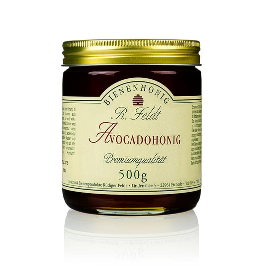 Miel d'avocat du Mexique, foncé et coulant avec un léger goût de prune, 500 g