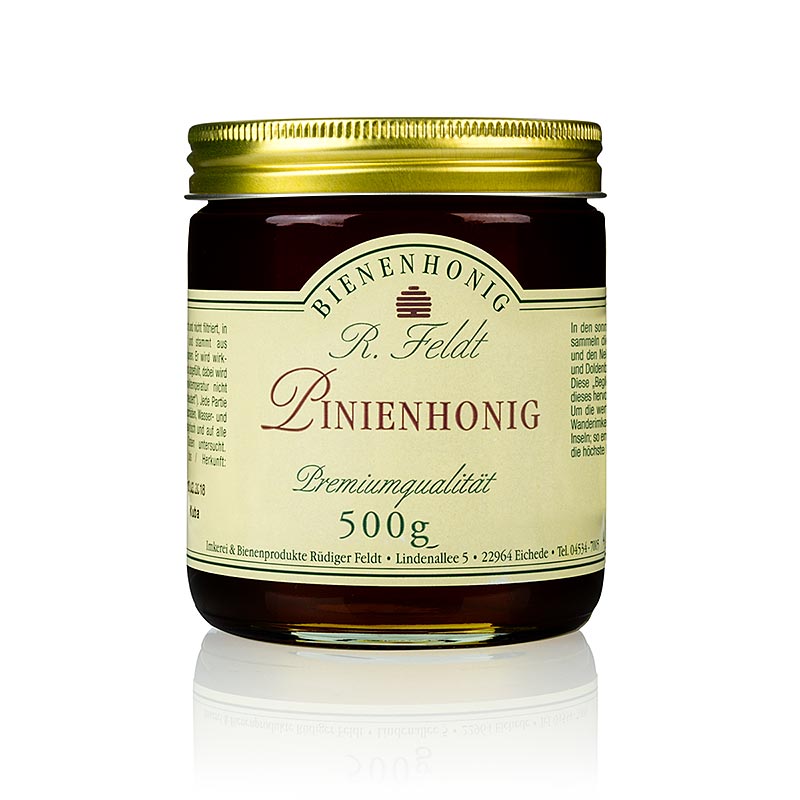 Miel de pin, mer Égée, miel de pin foncé, légèrement épicé avec des notes d'herbes, 500 g - Miel naturel des forêts de pins de la mer Égée, merveilleusement aromatique et riche en notes épicées, parfait pour les gourmets, 500 g