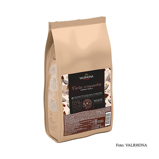 Perles croustillantes fourrées aux céréales et enrobées de chocolat à 55% de cacao de Valrhona, paquet de 3 kg