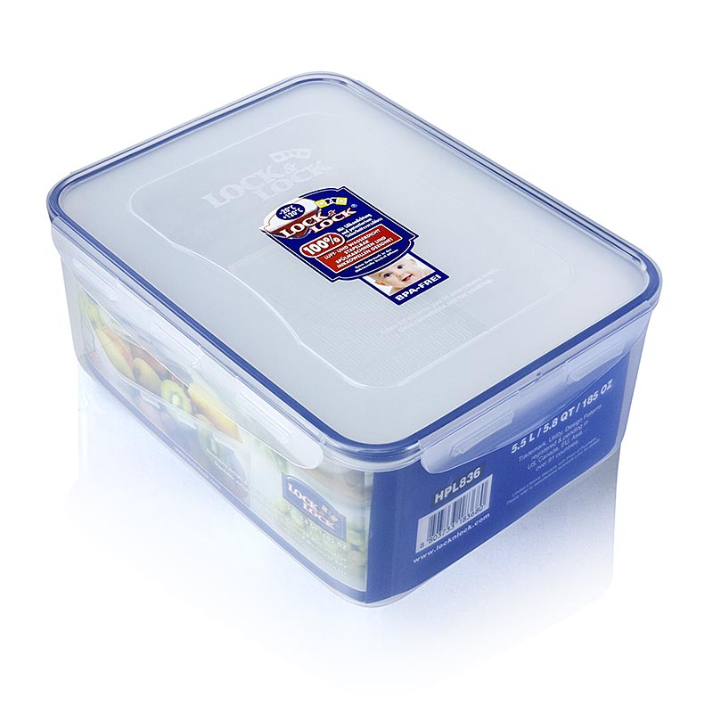 Boîte à aliments frais Lock & Lock de 5,5 litres, rectangulaire 292x225x120mm, avec grille d'égouttage