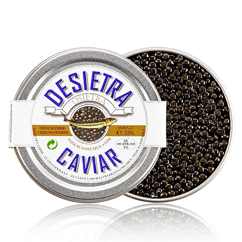 Caviar Desietra Osietra, aquaculture, 250 g, sans conservateur