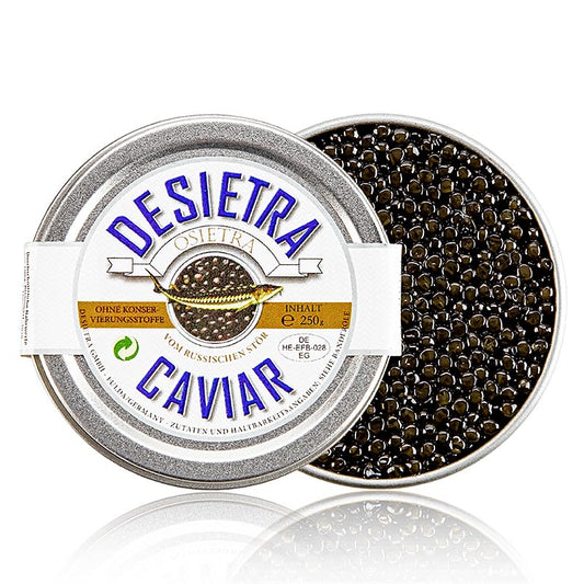 Caviar Desietra Osietra, aquaculture, 250 g, sans conservateur