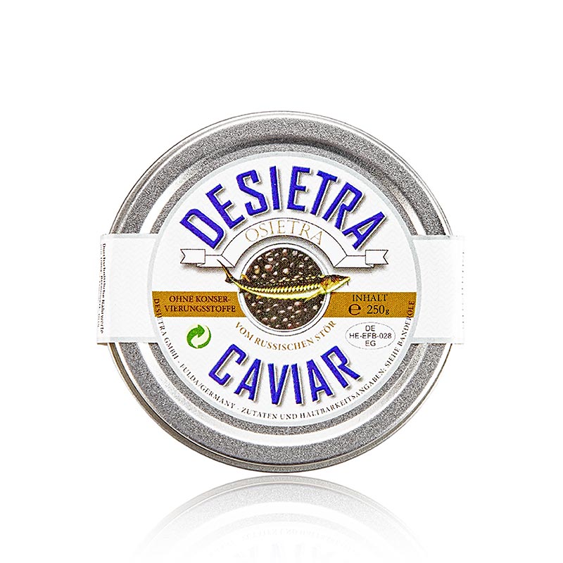 Caviar Desietra Osietra (gueldenstaedtii) d'aquaculture de haute qualité, sans conservateurs ajoutés.