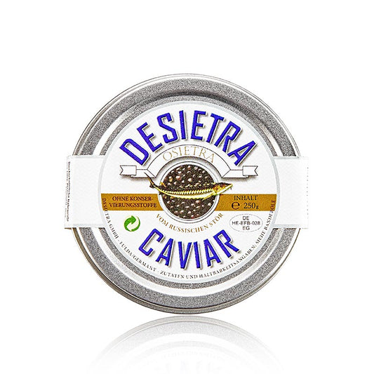 Caviar Desietra Osietra (gueldenstaedtii) d'aquaculture de haute qualité, sans conservateurs ajoutés.