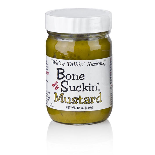 Bouteille de 325 ml de Bone Suckin' Mustard Sweet and Hot, une moutarde pour barbecue de Ford's Food