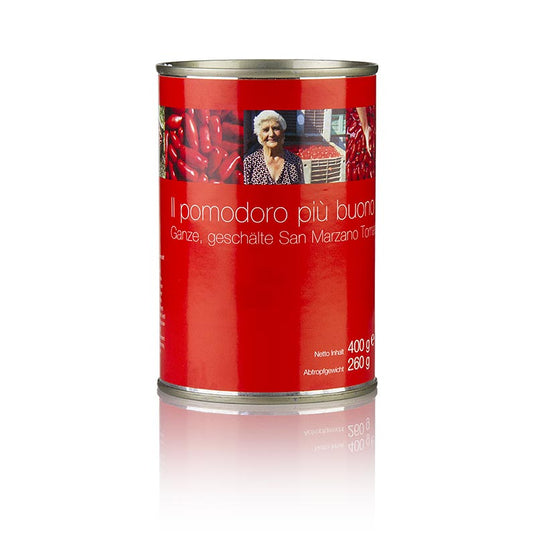 Tomates San Marzano, entières, rouges, pelées, de Campanie, Italie, 400 g