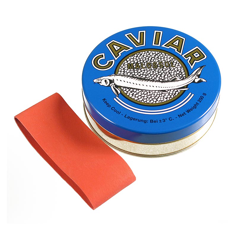 Boîte à caviar en bleu foncé, avec joint en caoutchouc, diamètre 10 cm, pour 250 g de caviar, emballage individuel