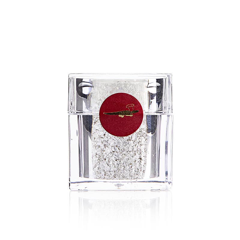 Argent - Shaker cubique avec paillettes de feuilles d'argent, E174, 0.2 g - Un shaker luxueux avec des paillettes d'argent, 0.2 g