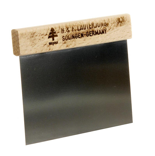Grattoir en acier inoxydable avec manche en bois, 12x11cm, idéal pour lisser la pâte, outil de cuisson