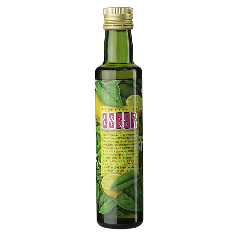 Bouteille de 250 ml d'huile d'olive extra vierge d'Espagne avec de l'huile de citron d'Asfar