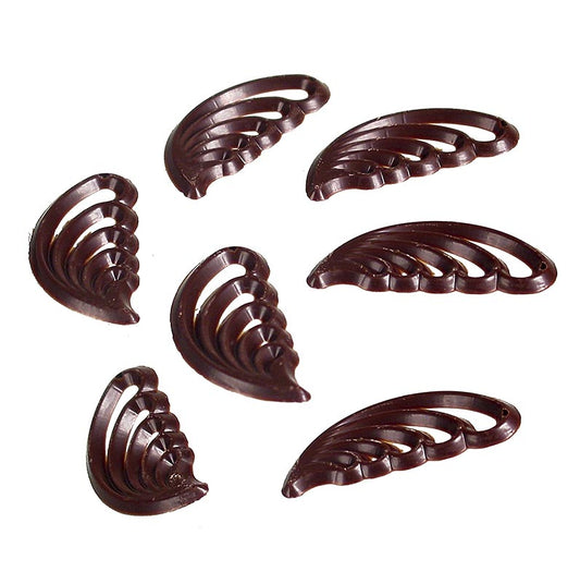 Photo de 385 g de peignes en chocolat noir du produit Filigree Belle Decor avec 280 pièces, parfait pour la décoration et la préparation de desserts
