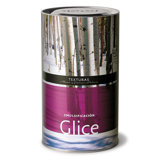 Glice (mono- et diglycérides d'acides gras), Texturas Ferran Adrià, E 471, 300 g - image d'un paquet de 300 grammes de Glice, un produit de mono- et diglycérides d'acides gras, portant la mention Texturas Ferran Adrià et le suffixe E 471.