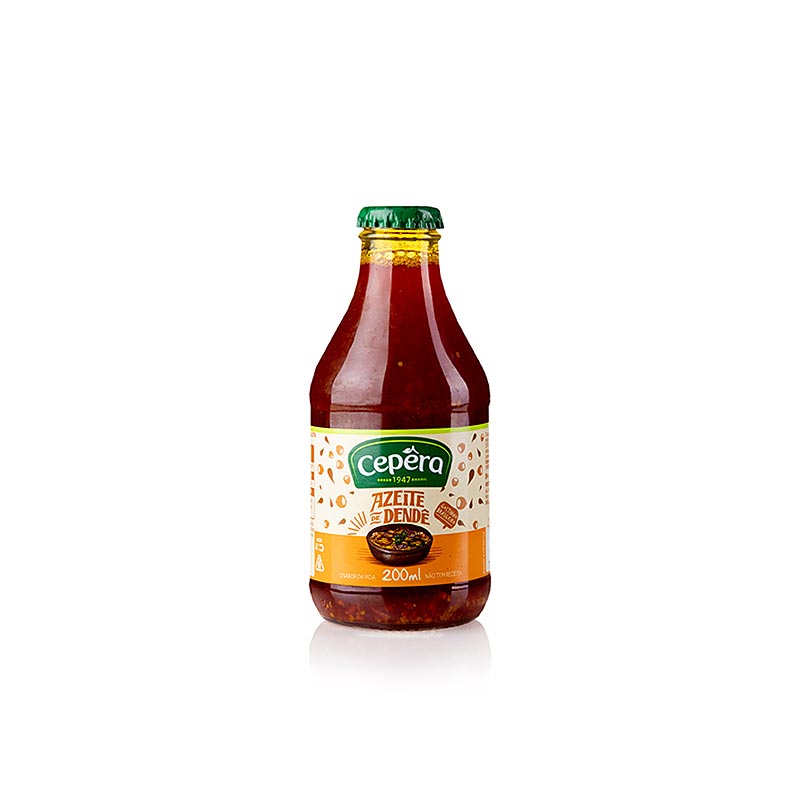Huile de palme, Azeite de Dendê, 200 ml - Une bouteille de 200 ml d'huile de palme populaire et savoureuse, également connue sous le nom d'Azeite de Dendê, à utiliser dans une variété de plats délicieux.