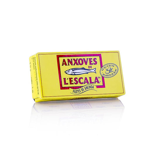 Filets d'anchois de première qualité, 50 g, conditionnés dans de l'huile d'olive de L'Escala