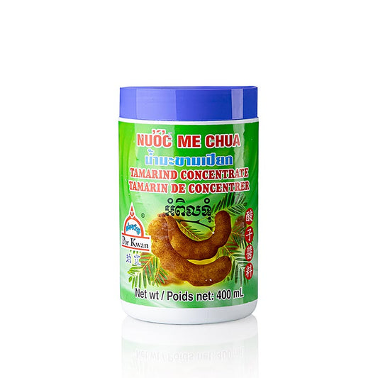 Concentré de tamarin, 400 ml - Jus concentré de tamarin dans une bouteille de 400 ml.