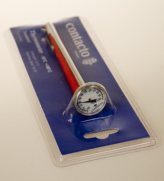 Thermomètre analogique en acier inoxydable avec une plage de mesure de -10°C à +100°C, 14cm de long, 1 pièce pour des mesures de température précises