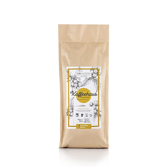 Bos Food Gourmet coffee house, grains entiers, 100 % Arabica, 1 kg - Goût raffiné et riche de grains de café Arabica de première qualité en grains entiers, convenant aux machines à café et aux machines à espresso