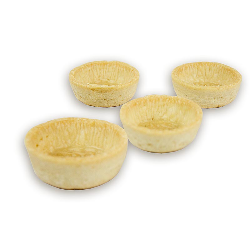 Tartelettes fraîches salées, rondes de 5 cm, légères, emballées dans un carton de 155 kg, 184 pièces au total.