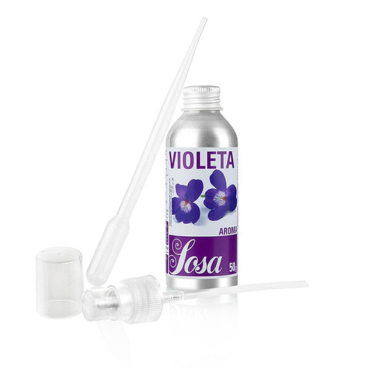 Arôme de violette liquide de 50 g, parfait pour ajouter aux recettes de pâtisserie et aux desserts pour une saveur florale subtile.