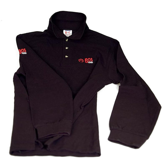 Polo BOS FOOD noir à manches longues avec broderie en taille XXL pour hommes et femmes