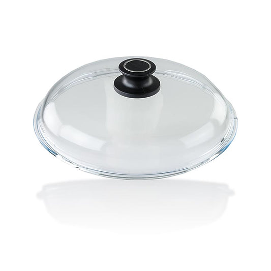 AMT Gastroguss, couvercle en verre pour poêle à frire, poêle à frire et wok, ø 28cm, verre, 1 pièce - Image d'un couvercle en verre pour poêle à frire, poêle à frire, poêle à frire et wok avec un diamètre de 28cm, en verre, 1 pièce
