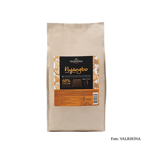 Valrhona Nyangbo Grand Cru couverture noire Callets, 68% de cacao, du Ghana, 3 kg - Image du produit avec une saveur de chocolat riche et intense
