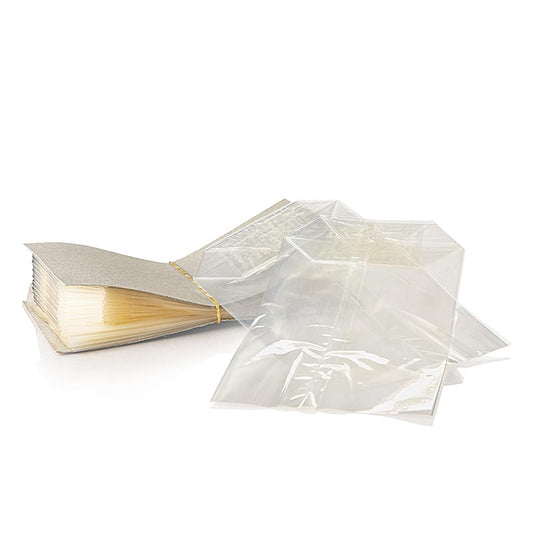 Sacs à fond croisé en cellophane étiré, dimensions 14.5x23.5cm, paquet de 100 pièces