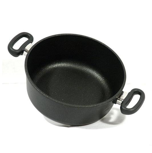 AMT Gastroguss plat à rôtir 24cm de diamètre et 10cm de hauteur, convient pour rôtir la viande et les légumes, 1 pièce