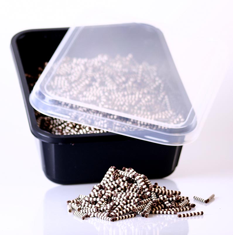 Mini bâtonnets de chocolat avec motif Twister rayé noir et blanc, emballés dans une boîte de 1,5 kg, d'une longueur d'environ 3,4 cm, total d'environ 3100 pièces