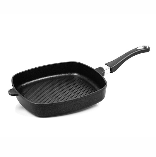 AMT Gastroguss poêle à griller, carrée, adaptée à l'induction, 28x28cm, 5cm de haut, 1 pièce, poêle de haute qualité de l'artisanat allemand