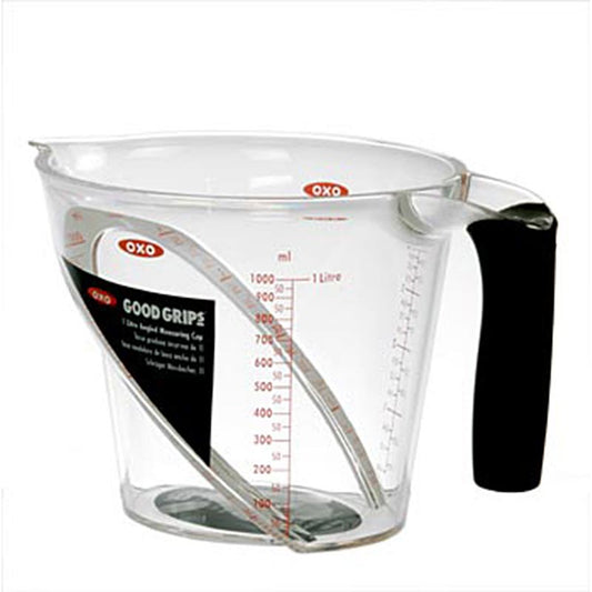 Pichet doseur OXO pour 1 litre, avec lignes de mesure obliques et lisibles par le haut
