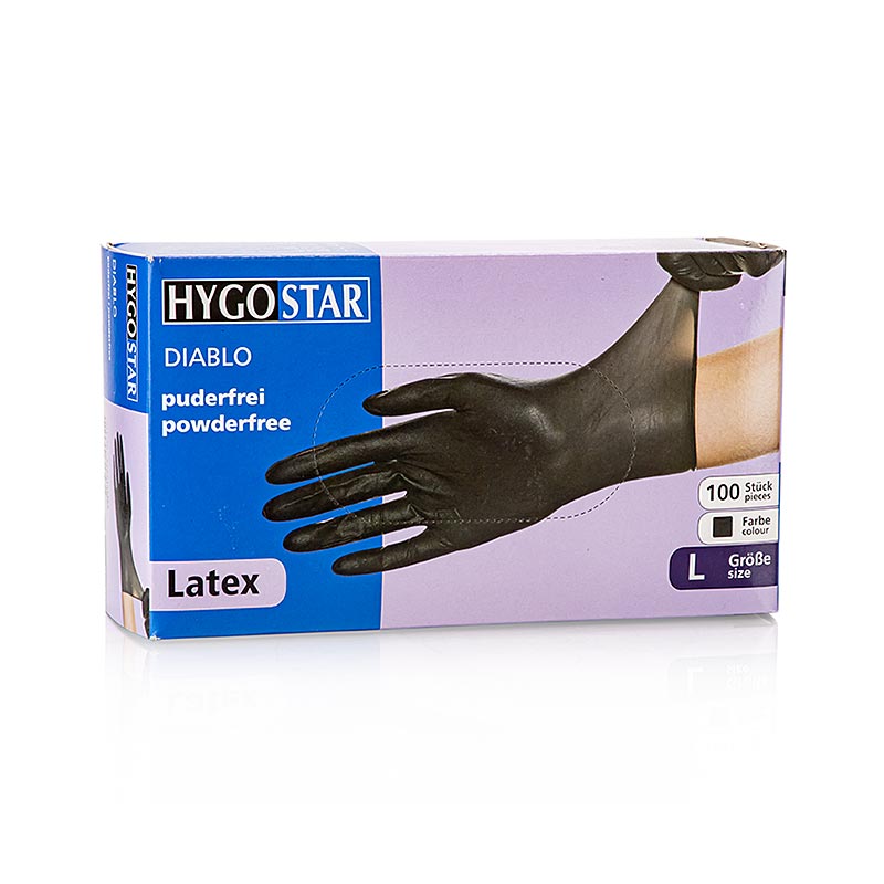 Gants en latex jetables noirs taille L, non poudrés, paquet de 100