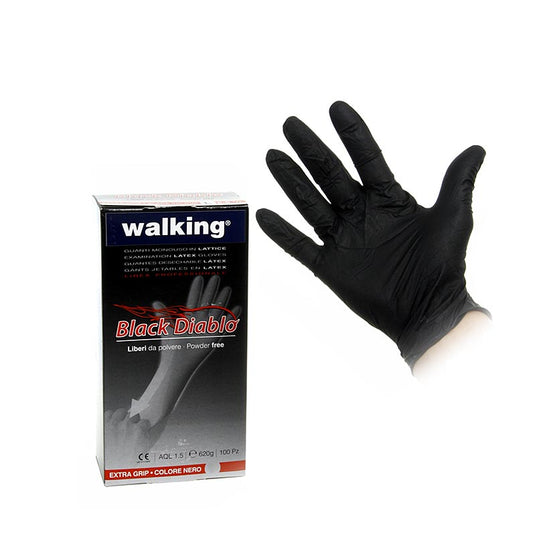 Gants jetables en latex XL noirs non poudrés, emballés en 100 pièces
