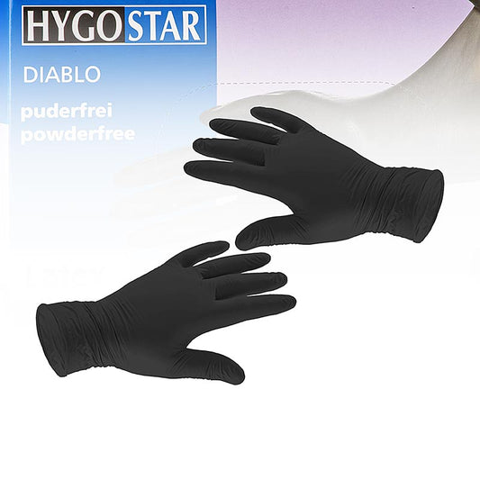 Gants jetables en latex, noirs, taille S, non poudrés, paquet de 100 gants jetables