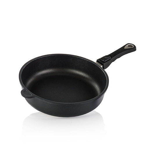 Plat à rôtir AMT Gastroguss de 28 cm de diamètre et 7 cm de hauteur, avec poignée amovible